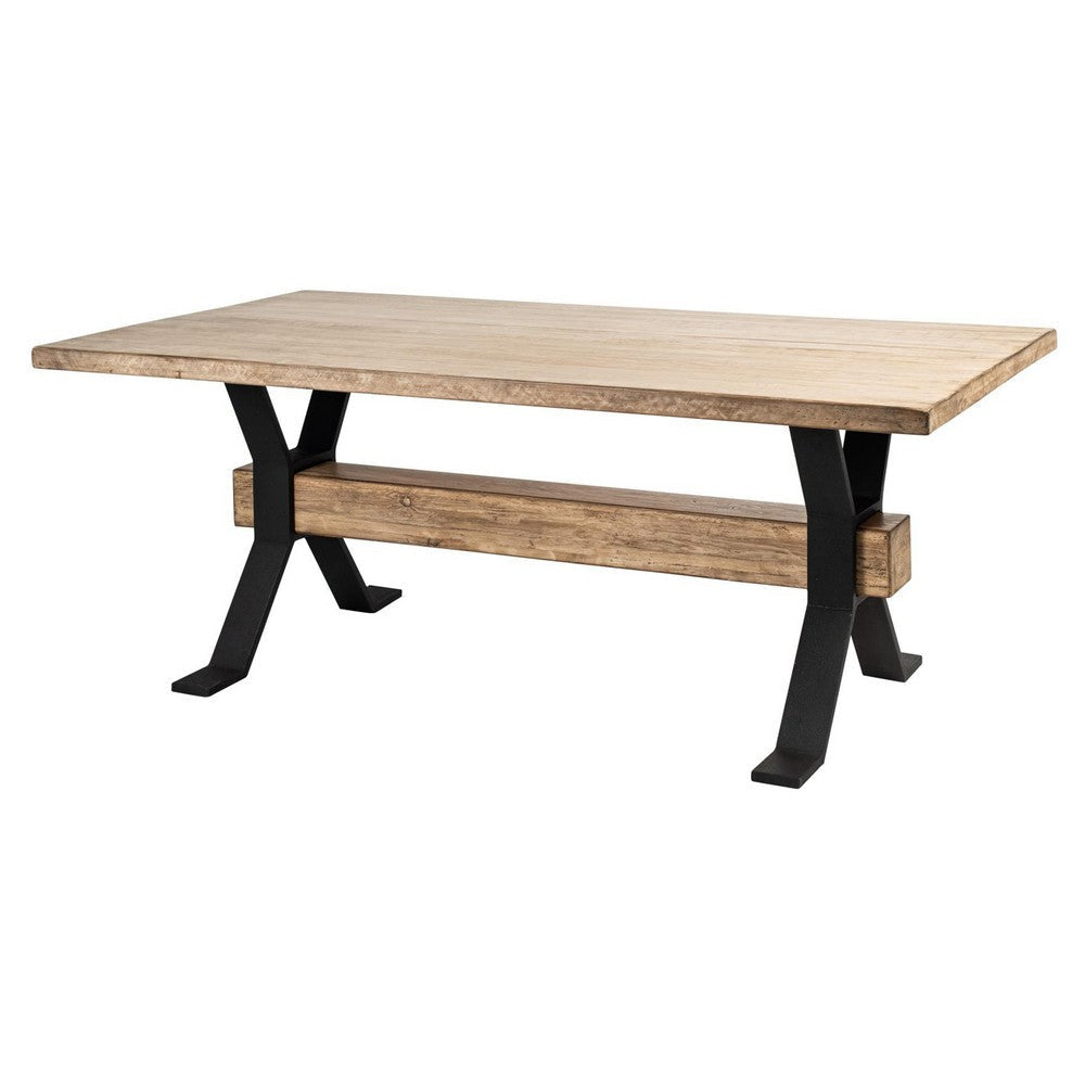 Hanoi Dining Table | 90’’ Reclaimed Pine Wood | Cross Base | White BM326630