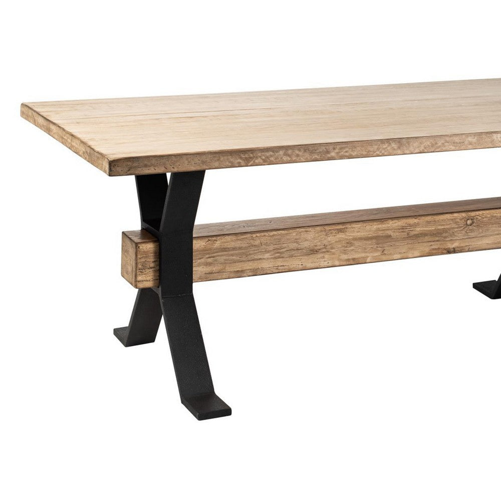Hanoi Dining Table | 90’’ Reclaimed Pine Wood | Cross Base | White BM326630
