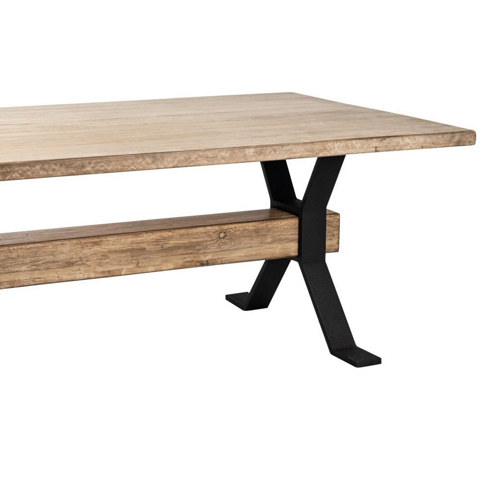 Hanoi Dining Table | 90’’ Reclaimed Pine Wood | Cross Base | White BM326630