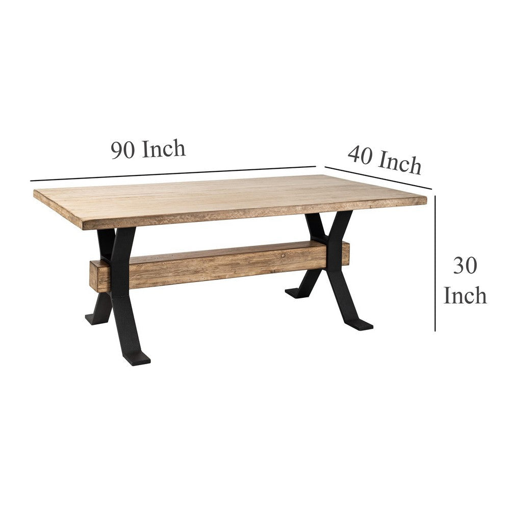 Hanoi Dining Table | 90’’ Reclaimed Pine Wood | Cross Base | White BM326630