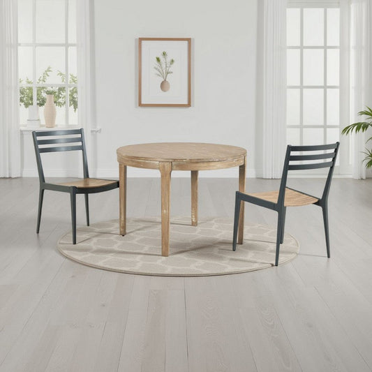 Tuley Dining Table | Tapered Legs | Pine Wood | Gray | 42" Round Top
