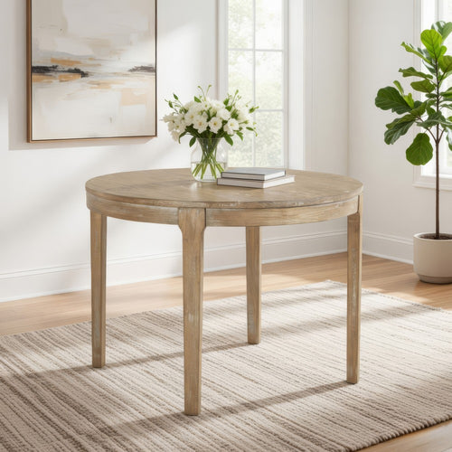 Tuley Dining Table | Tapered Legs | Pine Wood | Gray | 42" Round Top