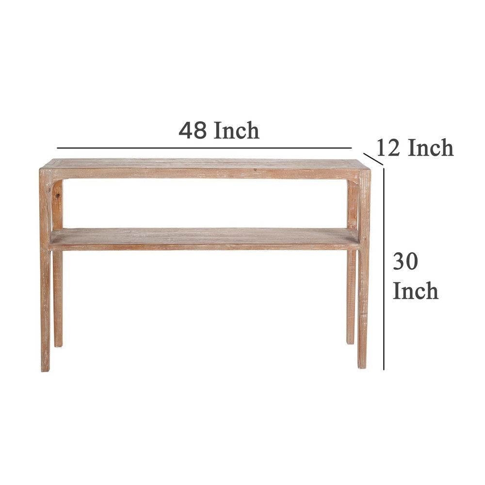 Tuley Sofa Console Table | Storage Shelf | Pine Wood | Gray | 48’’ BM326639