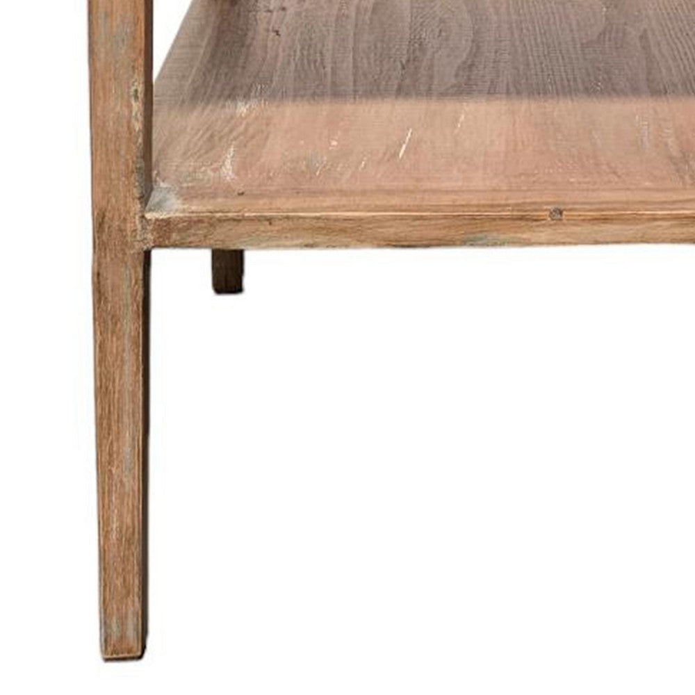 Tuley Corner End Table | Storage Shelf | Gray Pine Wood | 22in Square BM326640