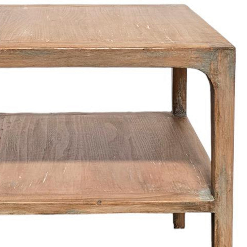 Tuley Corner End Table | Storage Shelf | Gray Pine Wood | 22in Square BM326640