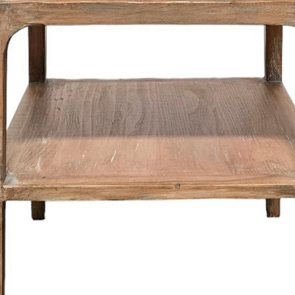 Tuley Corner End Table | Storage Shelf | Gray Pine Wood | 22in Square BM326640
