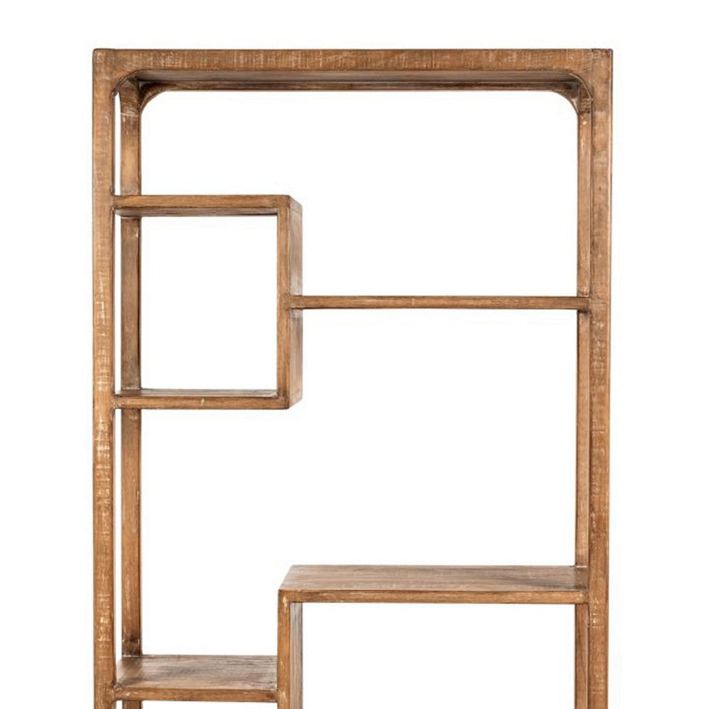 Tuley Bookshelf Etagere | 6 Shelves | Natural Gray Rustic Wood | 70’’ BM326641