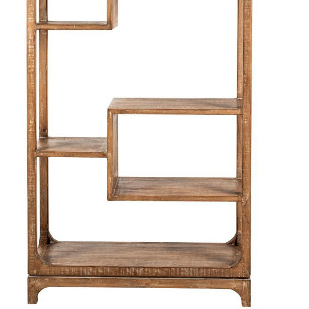 Tuley Bookshelf Etagere | 6 Shelves | Natural Gray Rustic Wood | 70’’ BM326641