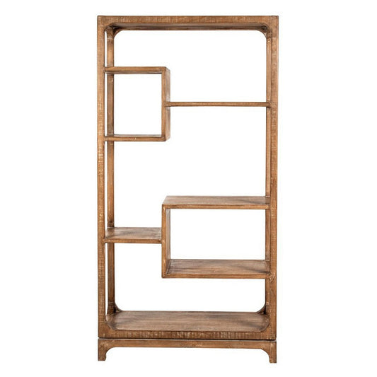 Tuley Bookshelf Etagere | 6 Shelves | Natural Gray Rustic Wood | 70"