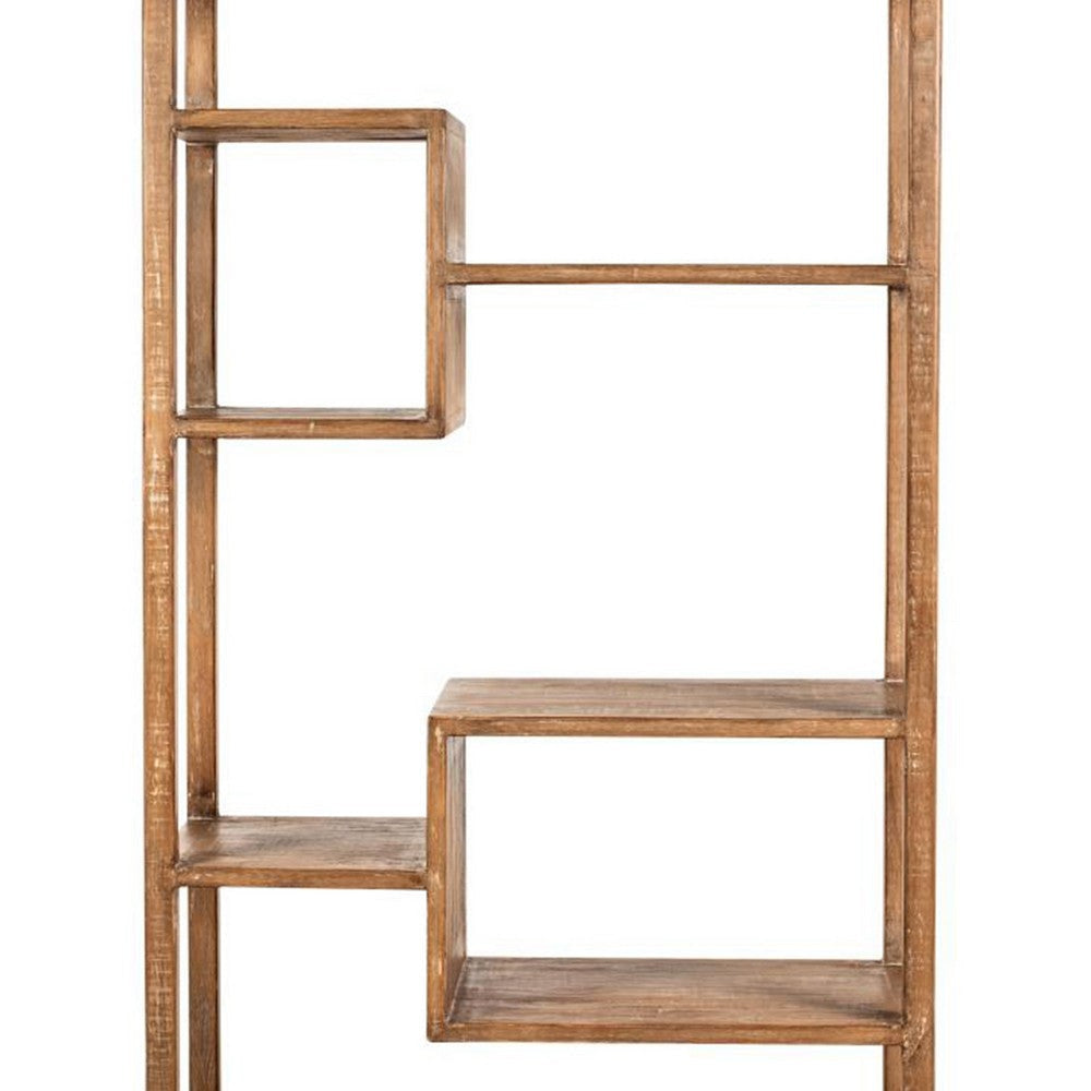 Tuley Bookshelf Etagere | 6 Shelves | Natural Gray Rustic Wood | 70’’ BM326641