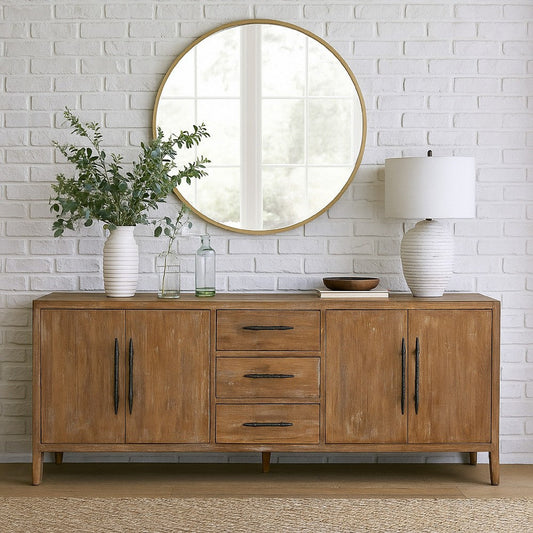 Tuley Sideboard Buffet Cabinet | 3 Drawers | 2 Cabinets | Brown | 91"