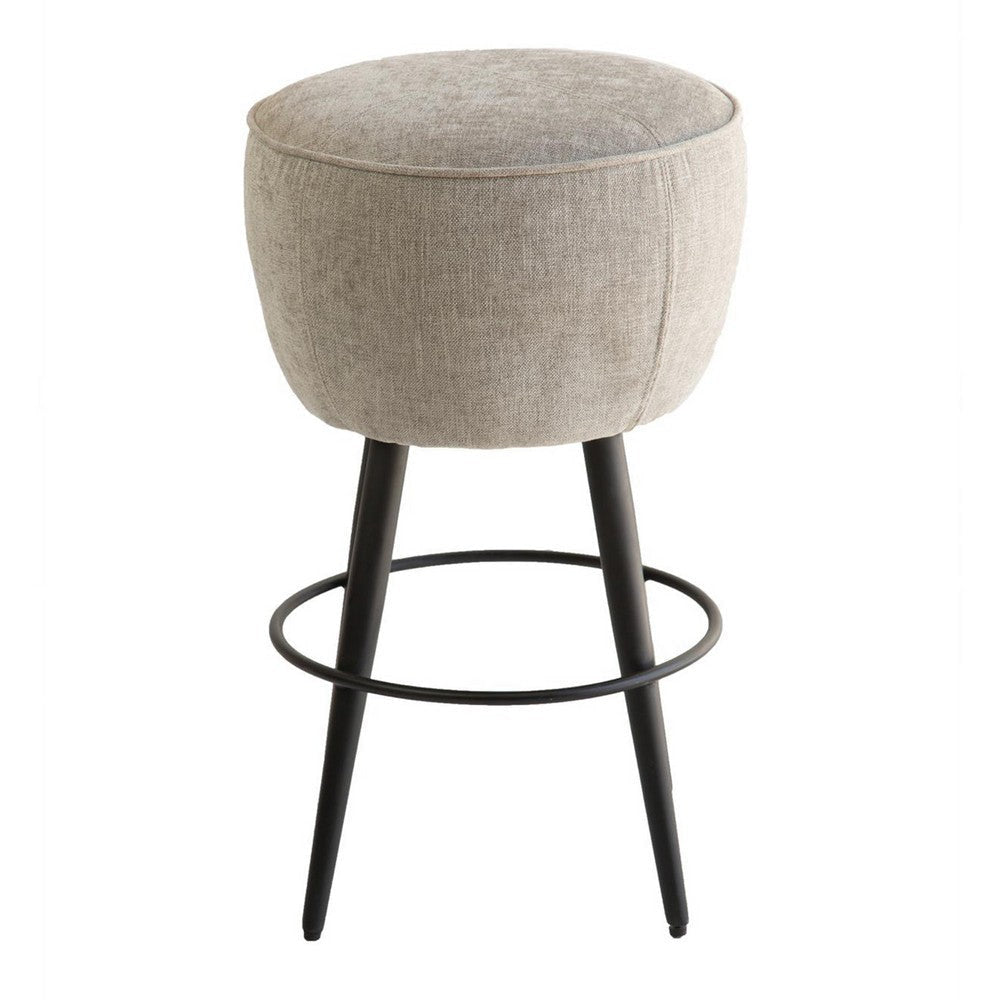 Curi Counter Stool Plush Light Gray Cushioned Seat Black Metal Legs BM326646