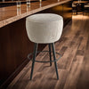 Curi Counter Stool, Plush Light Gray Cushioned Seat, Black Metal Legs