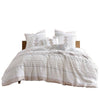 Jela 5pc King Size Comforter Set | Shams White Clipped Jacquard Stripe