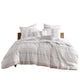Jela 5pc Queen Comforter Set | Shams | White Clipped Jacquard Stripe