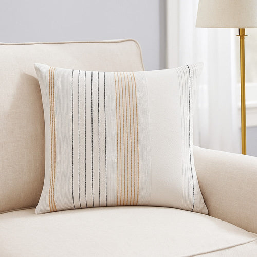 Jela Euro Sham with Clipped Jacquard Stripes | White Cotton | 26 x 26