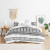 Jim 5pc King Size Comforter Set | Shams | White Black Jacquard Stripe