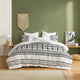 Jim 5pc Queen Size Comforter Set | Shams | White Black Jacquard Stripe