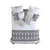 Jim 5pc Queen Size Comforter Set | Shams | White Black Jacquard Stripe