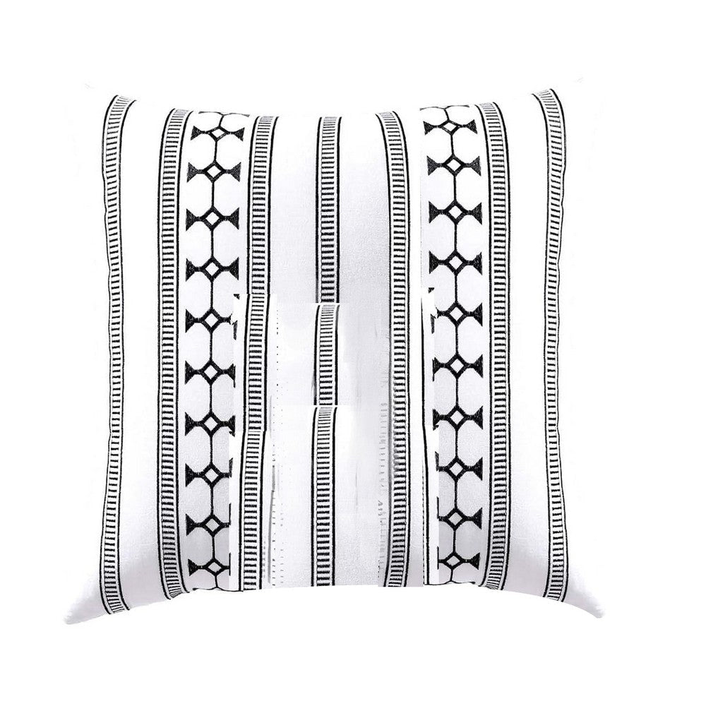 Jim Euro Sham with Black and White Clipped Jacquard Stripe | 26 x 26