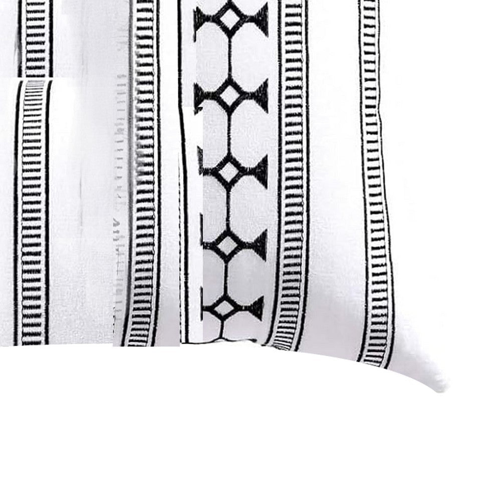 Jim Euro Sham with Black and White Clipped Jacquard Stripe | 26 x 26
