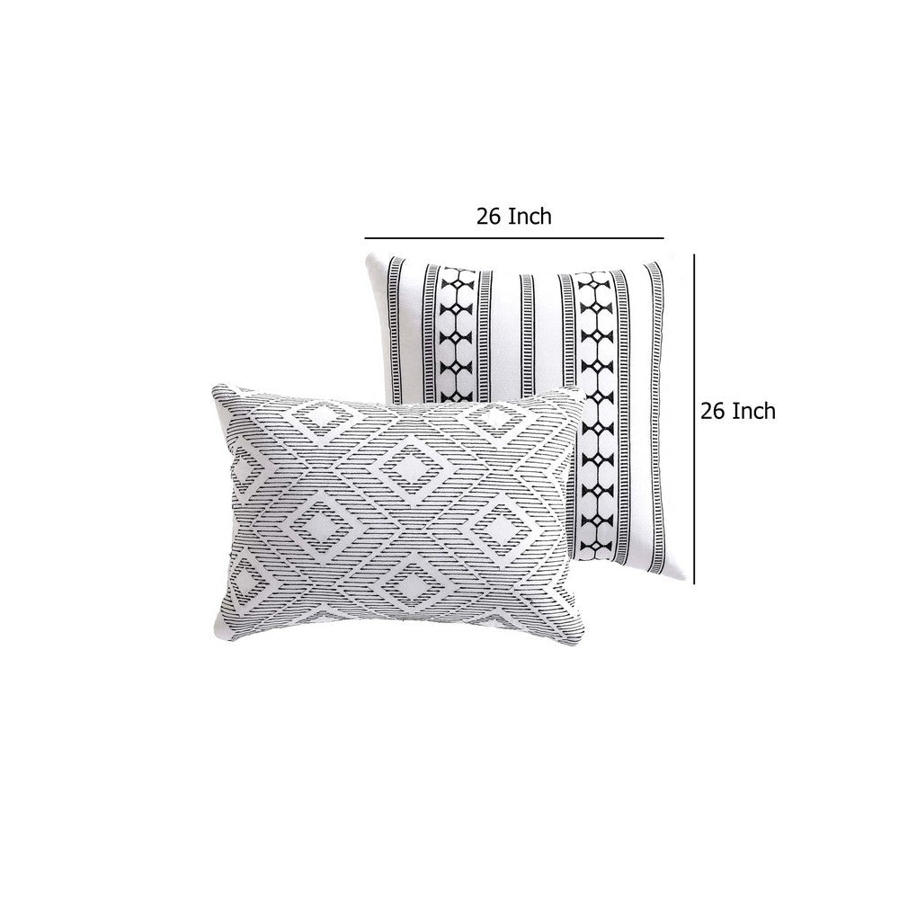 Jim Euro Sham with Black and White Clipped Jacquard Stripe | 26 x 26