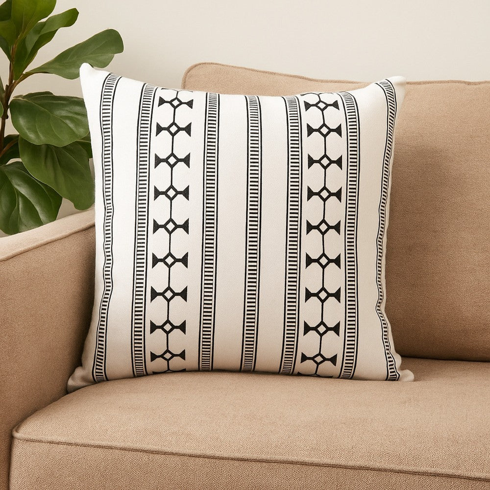 Jim Euro Sham with Black and White Clipped Jacquard Stripe | 26 x 26