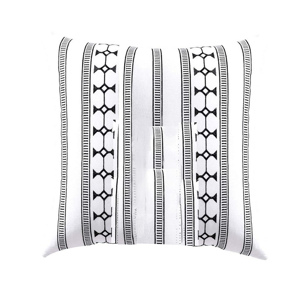 Jim Euro Sham with Black and White Clipped Jacquard Stripe | 26 x 26