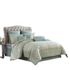 Teesa 10pc King Comforter Set | Shams | Blue and Gold Woven Jacquard