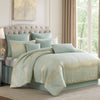 Teesa 9pc Queen Comforter Set | Shams | Blue and Gold Woven Jacquard