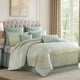 Teesa 9pc Queen Comforter Set | Shams | Blue and Gold Woven Jacquard