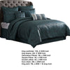 Beny 10pc King Size Comforter Set | Dark Turquoise Blue Woven Jacquard