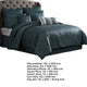 Beny 10pc King Size Comforter Set | Dark Turquoise Blue Woven Jacquard