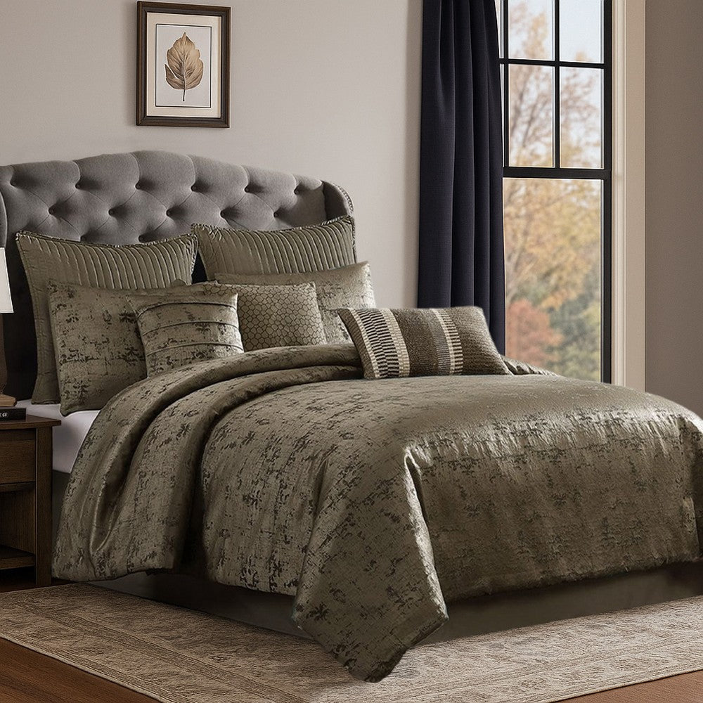 Beny 10pc King Size Comforter Set | Traditional Gold Woven Jacquard