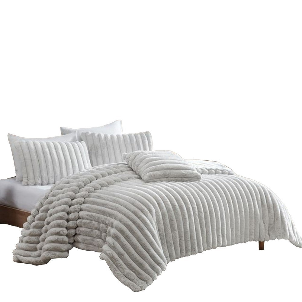 Sieno 3pc Twin XL Comforter Set | Gray Faux Fur and Micro Mink Backing