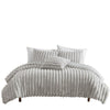 Sieno 4pc Queen Comforter Set | Gray Faux Fur and Micro Mink Backing