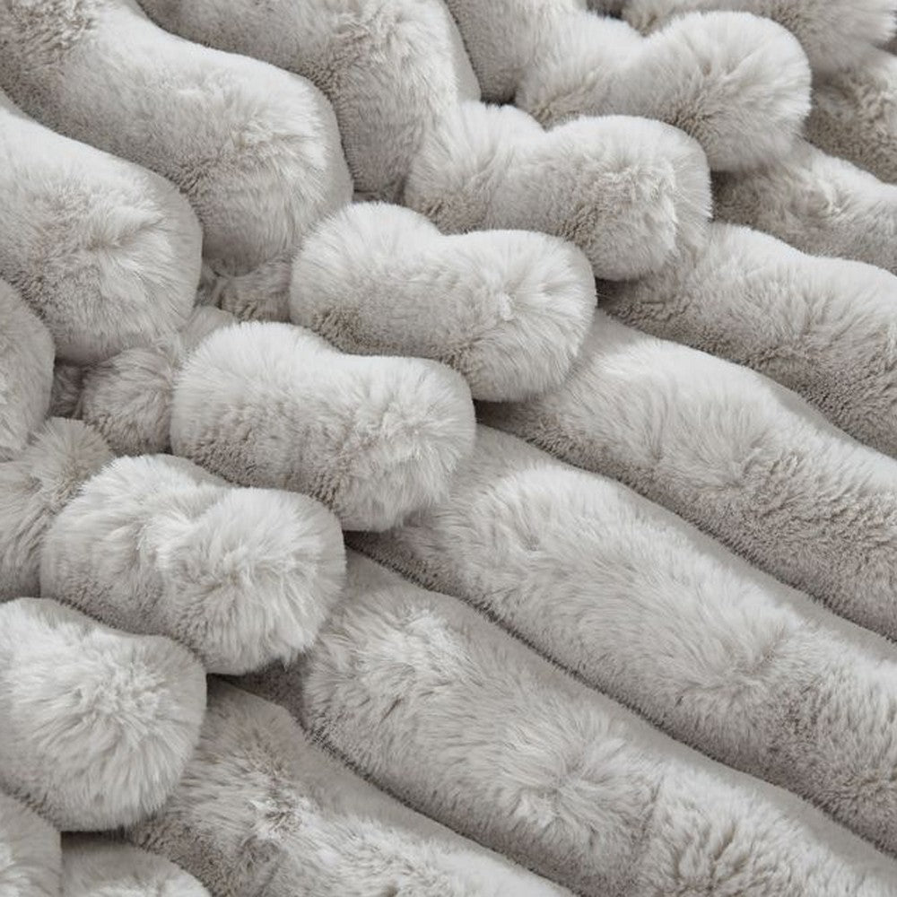 Sieno 4pc Queen Comforter Set | Gray Faux Fur and Micro Mink Backing