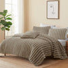 Sieno 4pc King Comforter Set | Taupe Brown Faux Fur Micro Mink Backing