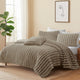 Sieno 4pc King Comforter Set | Taupe Brown Faux Fur Micro Mink Backing