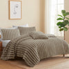 Sieno 4pc Queen Comforter Set | Taupe Brown Faux Fur Micro Mink Back