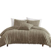 Sieno 3pc Twin XL Comforter Set | Taupe Brown Faux Fur | Micro Mink