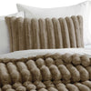 Sieno 3pc Twin XL Comforter Set | Taupe Brown Faux Fur | Micro Mink