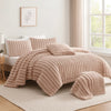 Sieno 4pc King Comforter Set | Blush Pink Faux Fur | Micro Mink Back