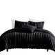 Sieno 4pc Queen Comforter Set | Shams | Black Faux Fur Micro Mink Back