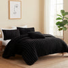 Sieno 3pc Twin XL Comforter Set | Shams | Black Faux Fur | Micro Mink