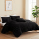 Sieno 3pc Twin XL Comforter Set | Shams | Black Faux Fur | Micro Mink