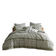 Meo 5pc King Size Comforter Set | Green Textured Woven Jacquard Stripe
