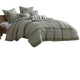 Meo 5pc King Size Comforter Set | Green Textured Woven Jacquard Stripe