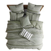 Meo 5pc Queen Comforter Set | Green Textured Woven Jacquard Stripe