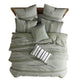 Meo 5pc Queen Comforter Set | Green Textured Woven Jacquard Stripe